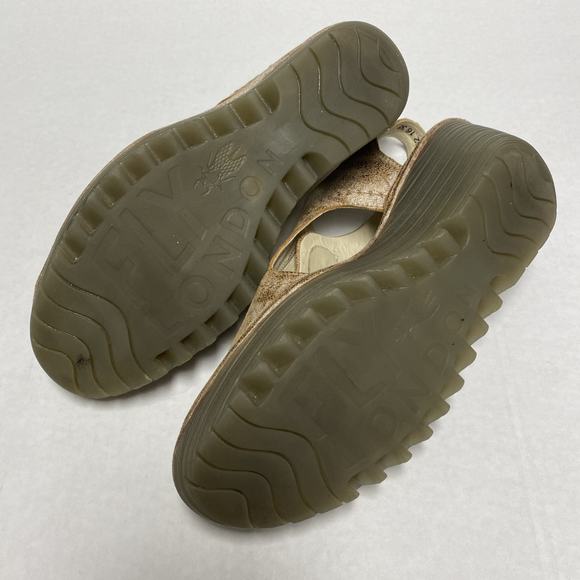 Fly London YLFA Luna Wedge Sandal Metallic Blush Pink Tinted Tan Gold 38… - Picture 8 of 8